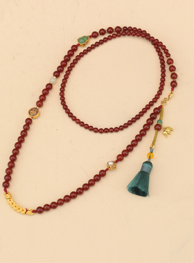 绢芭玛瑙新中式长款项链汉服配饰