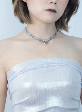 原创手工编织不褪色钛钢心形项链