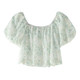 Zklin ເສື້ອ chiffon floral ຝຣັ່ງຫນຶ່ງບ່າ
