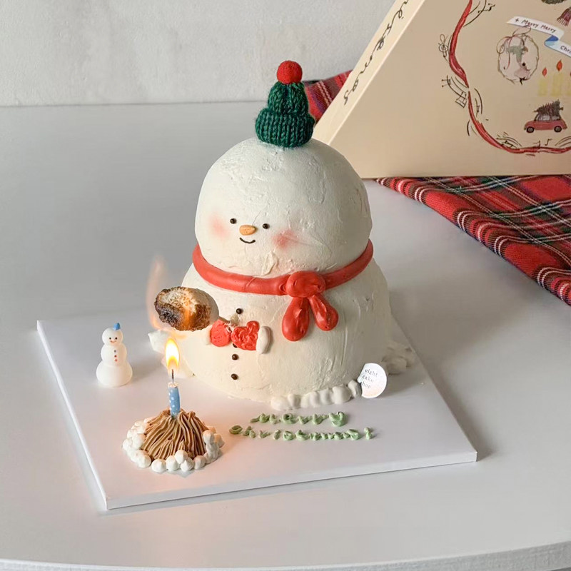 网红ins风圣诞节日蛋糕装饰圣诞雪人氛围感DIY摆件烤棉花创意造型,淘宝优惠券,粉丝福利购,淘宝优惠卷