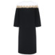 Pink and Blue Wardrobe 2026 Spring and Autumn New Contrast Color Design Three Quarter Sleeve Dress