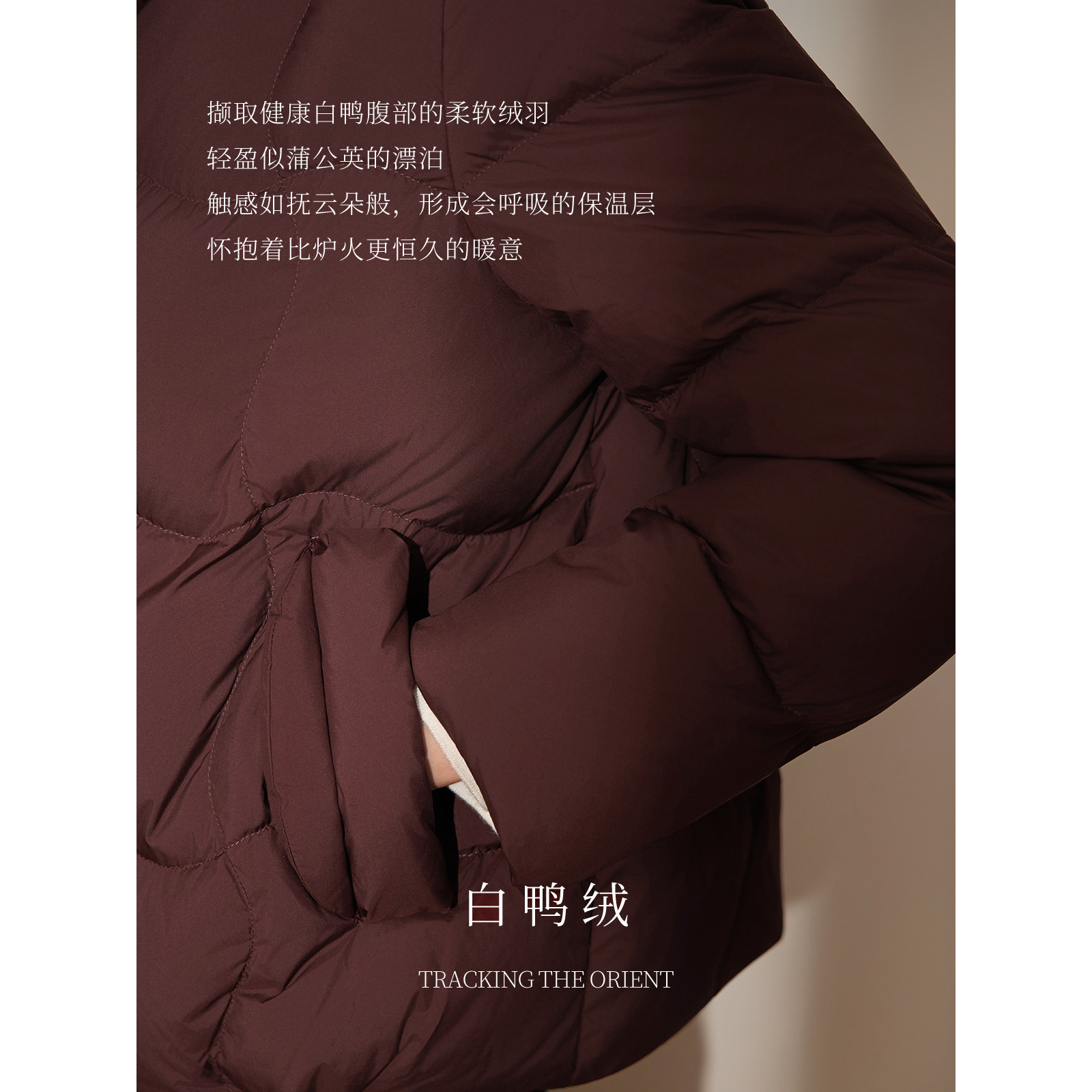 BBLLUUEE/粉蓝衣橱2025冬装新款百搭保暖立领绗线短款厚羽绒服女