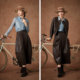 Pink blue wardrobe modern urban silhouette sickle pants