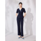 Pink and Blue Wardrobe 2026 Summer Clothes New Classic Fashion Contrast Color Commuting V-Neck Tops and Pants Suits