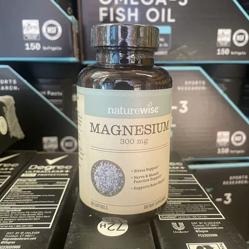 美国直邮 Naturewise海洋衍生镁成人补镁液体胶囊300mg 90粒进口 - 图1