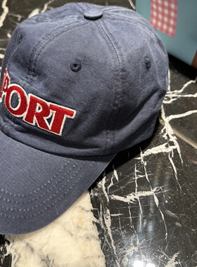 现货章若楠同款sport字母刺绣藏蓝软顶水洗做旧棉质宽帽檐棒球帽