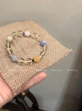 天然白水晶粉水晶多宝手串