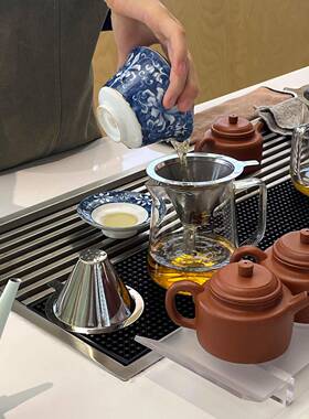 定制泡茶区不锈钢泡茶盘嵌入式煮茶釜新中式茶饮店设备全套吧台
