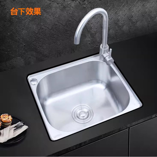 厨房水槽304不锈钢大水槽小单盆加厚一体成型台下洗菜洗碗洗手池 - 图2