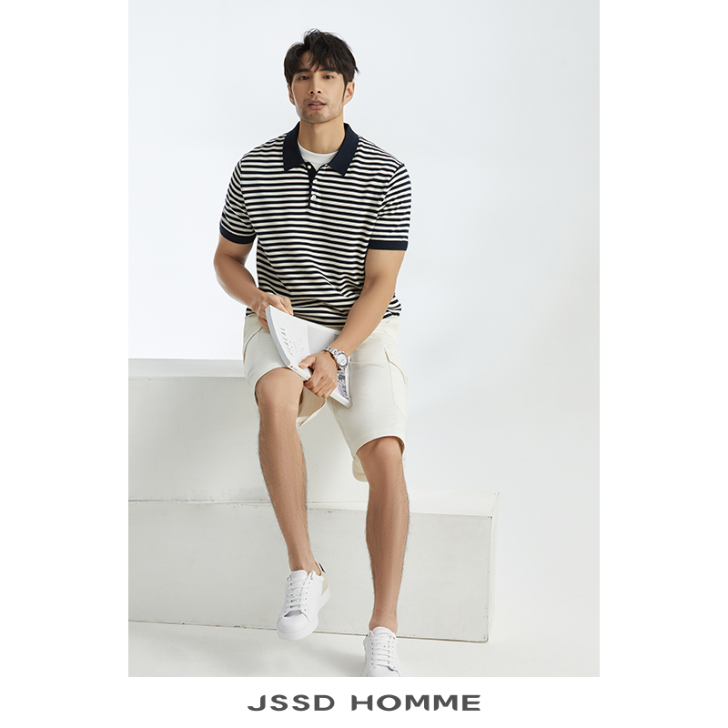 JSSD HOMME 新款夏季匹马棉2024男士POLO衫男款T恤翻领短袖针织衫 - 图2