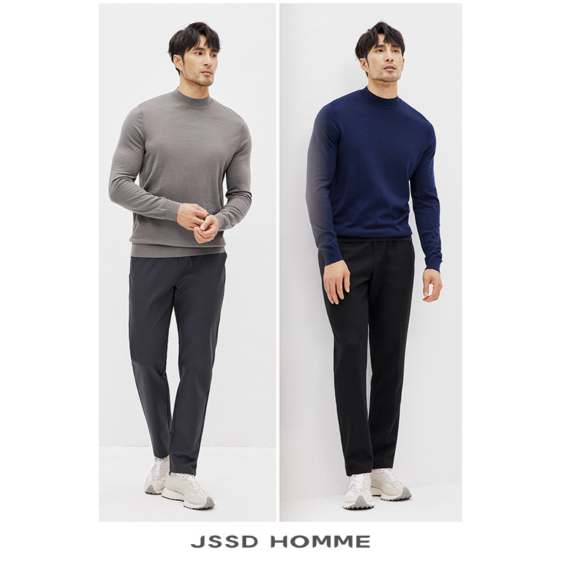 JSSD HOMME 超细美丽诺羊毛衫男款商务休闲毛衣男士冬季针织衫男