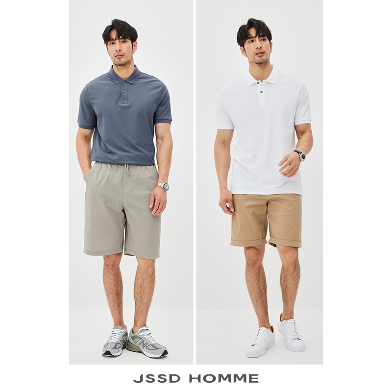 JSSD HOMME 新款2024男士短袖匹马棉T恤夏季男短袖POLO衫翻领男款 - 图0