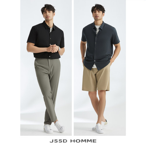 JSSD HOMME SUPIMA匹马棉罗马布篙品位男商务通勤短袖衬衣 JLS036-图0