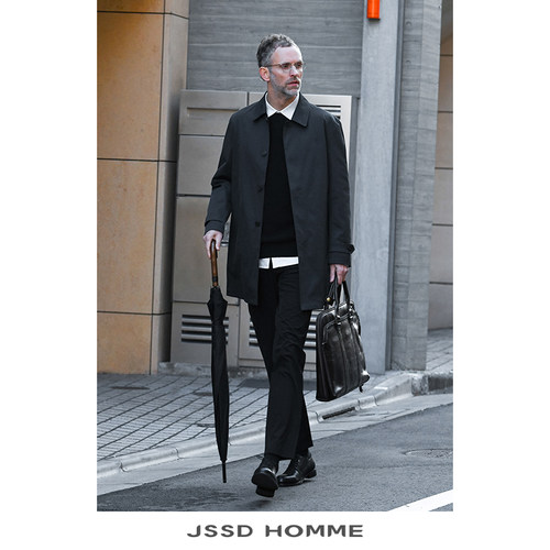 JSSD HOMME 春秋季新款日苯三醋酸男士商务休闲中长款风衣外套男 - 图1