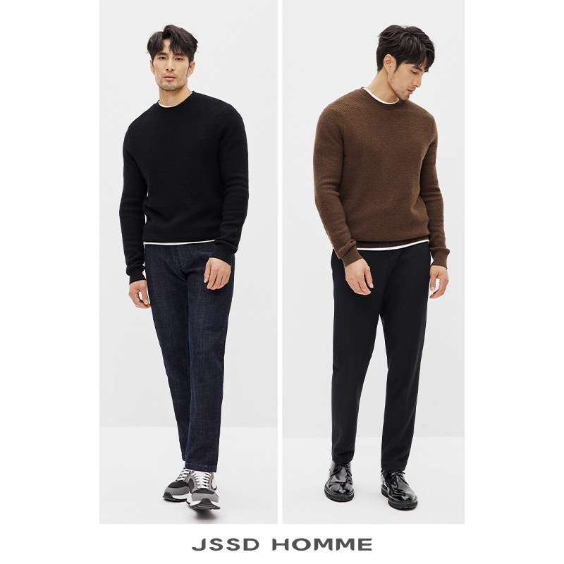 JSSD HOMME 秋冬季羊绒羊毛衫男款毛衣男士商务休闲针织衫毛衣男
