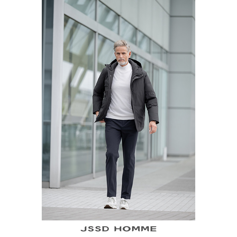 JSSD HOMME 冬季新款男士羽绒服男外套拒水白鹅绒连帽羽绒服男款