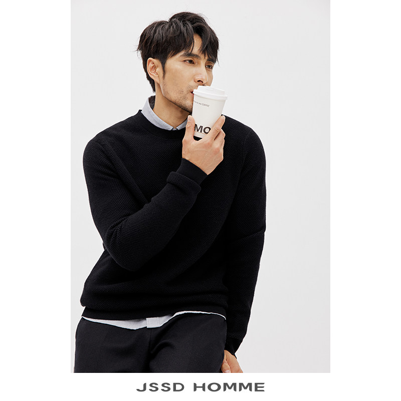 JSSD HOMME 秋冬季羊绒羊毛衫男款毛衣男士商务休闲针织衫毛衣男