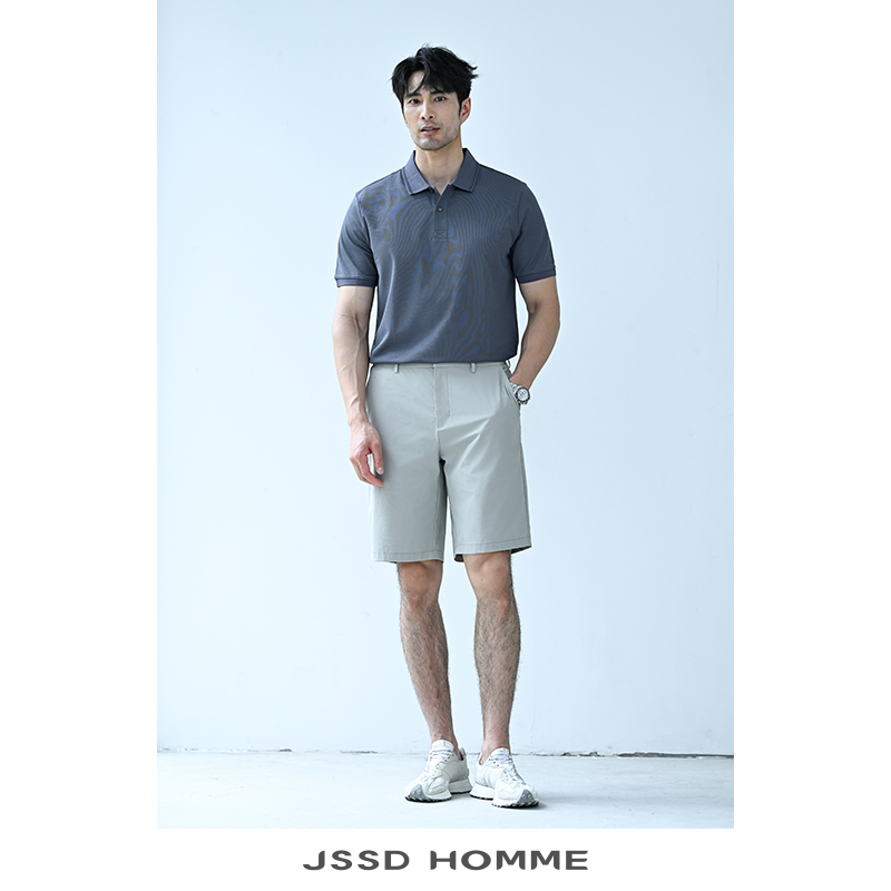 JSSD HOMME 2024夏季新款翻领短袖POLO衫男商务休闲通勤短袖男款 - 图0