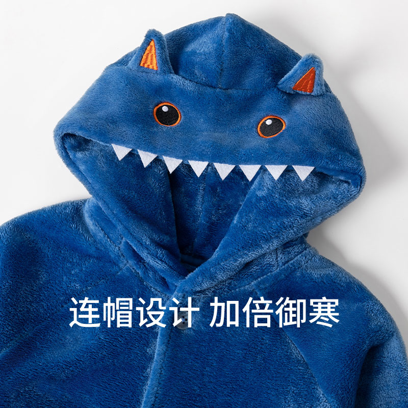 SCHIESSER舒雅童装男童法兰绒软糯亲肤连帽睡衣长裤家居服套装