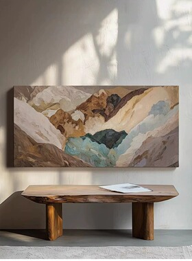 纯手绘油画中古风客厅背景墙抽象