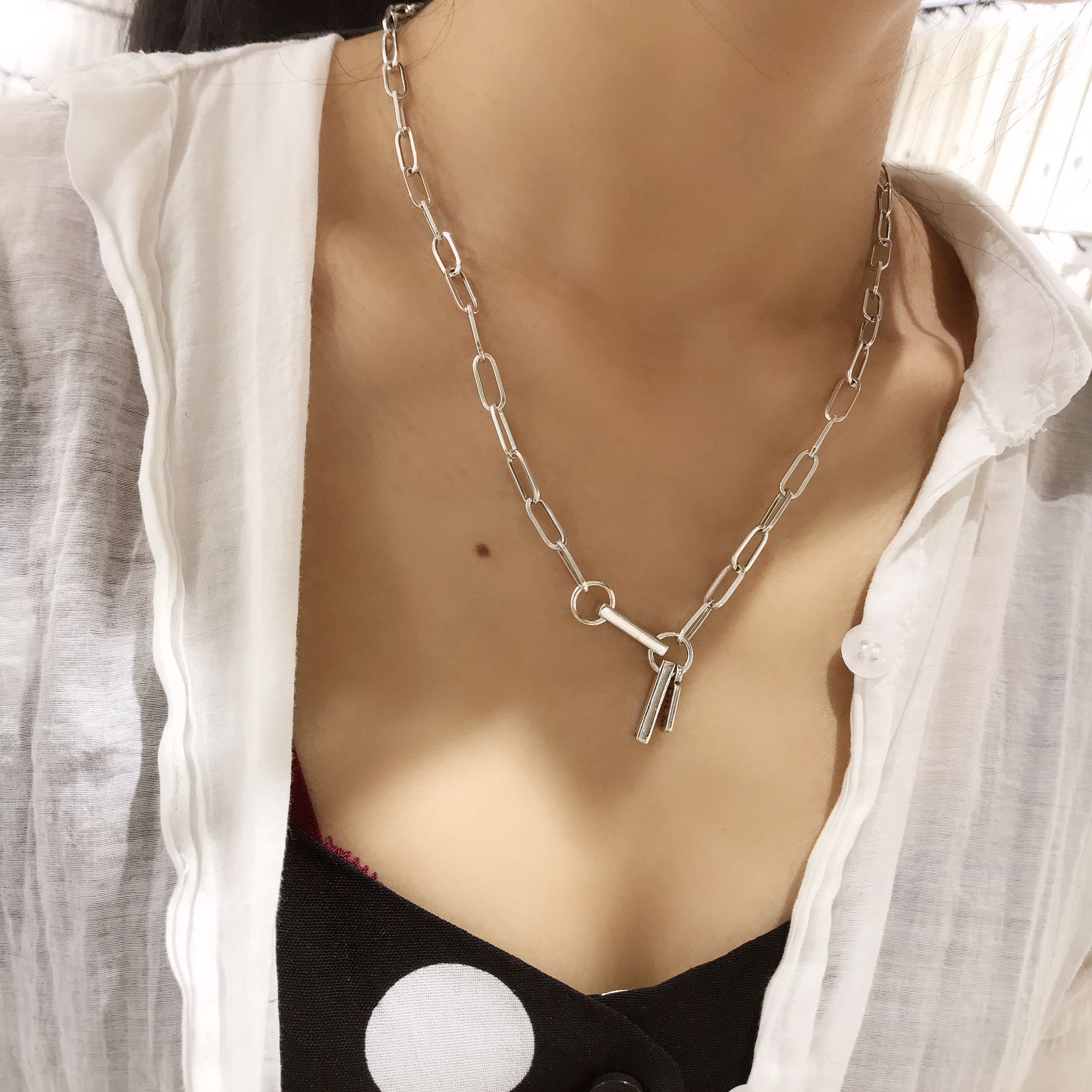 纯银项链韩版休闲轻奢复古女士中姓项链百搭潮流个姓新品套链 925 纯银项链韩版休闲轻奢复古女士中姓项链百搭潮流个姓新品套链 925