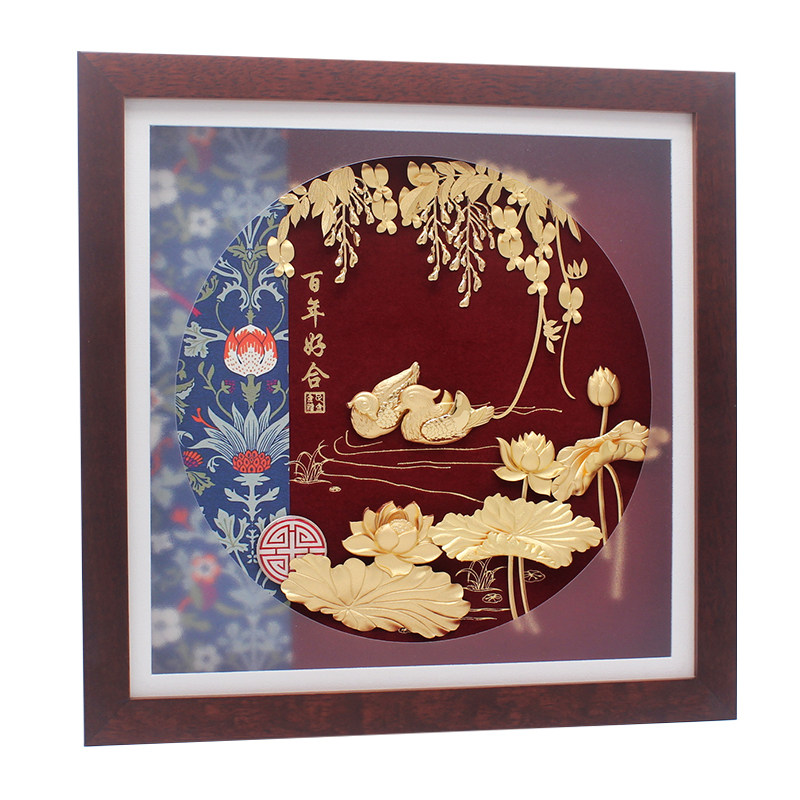 足金金箔鸳鸯结婚礼物送新人新娘闺蜜朋友新婚创意轻奢高端摆件