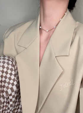 天然珍珠项链不褪色抗过敏钛钢