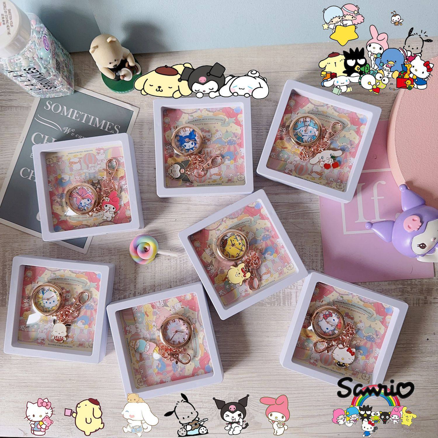 新款三丽鸥库洛米电子手表玉桂狗帕恰狗串珠手链钥匙扣盒装石英表,淘宝优惠券,粉丝福利购,淘宝优惠卷