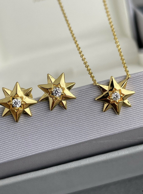 八芒星五角星吊坠项链耳钉套装女款轻奢高级感时尚百搭锁骨链