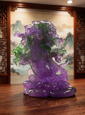 仙女风紫色渐变白菜树脂摆件