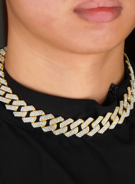 欧美嘻哈饰品20MM菱形古巴链项链