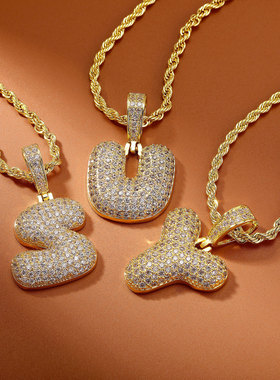 欧美铜微镶吊坠DIY26英文字母泡