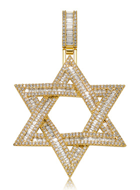 梯方锆六芒星星空吊坠大卫之星男