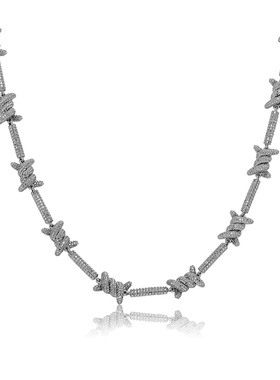 欧美嘻哈保色铁丝荆棘链项链男士