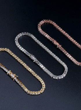 欧美网球链嘻哈潮牌男士手链微镶