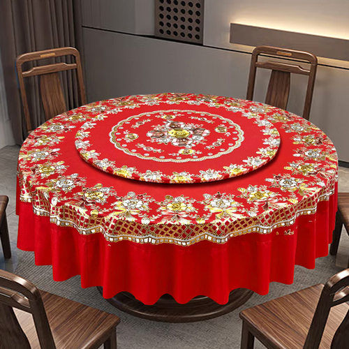 圆桌布防水防烫防油免洗 pvc塑料酒店台布加厚家用八仙桌餐桌布 - 图1