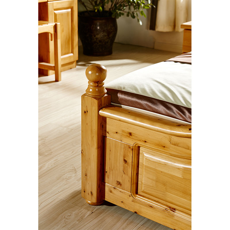 柏木床双人床多功能床头北欧民宿婚床特价架子床组合实木床全实木 - 图0