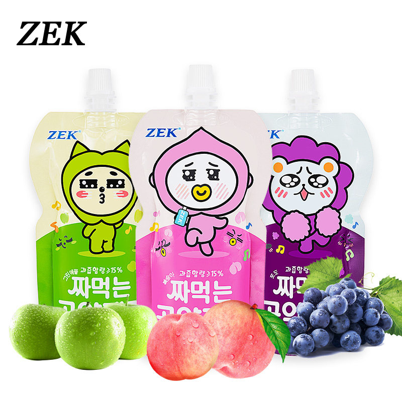 马来西亚进口食品zek魔芋果汁果冻x3袋儿童苹果葡萄桃汁吸吸果冻