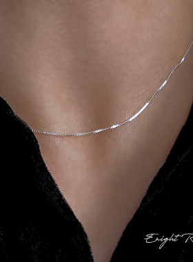 意大利进口超亮S925纯银盒子项链