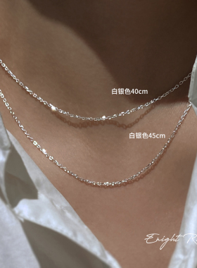 如意玫瑰/S925纯银十字链太角链项链链条锁骨链女素链裸链毛衣链
