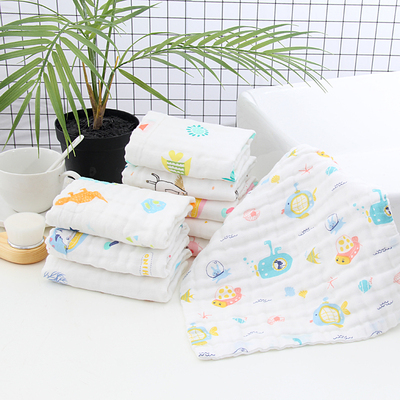 婴儿口水巾高密纱布泡泡棉纯棉柔软儿童小毛巾新生儿宝宝洗脸方巾