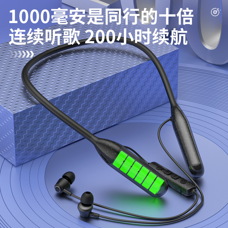 2025新款蓝牙耳机无线挂脖挂颈式超长续航大电池耐用小米OPPO通用 - 图0