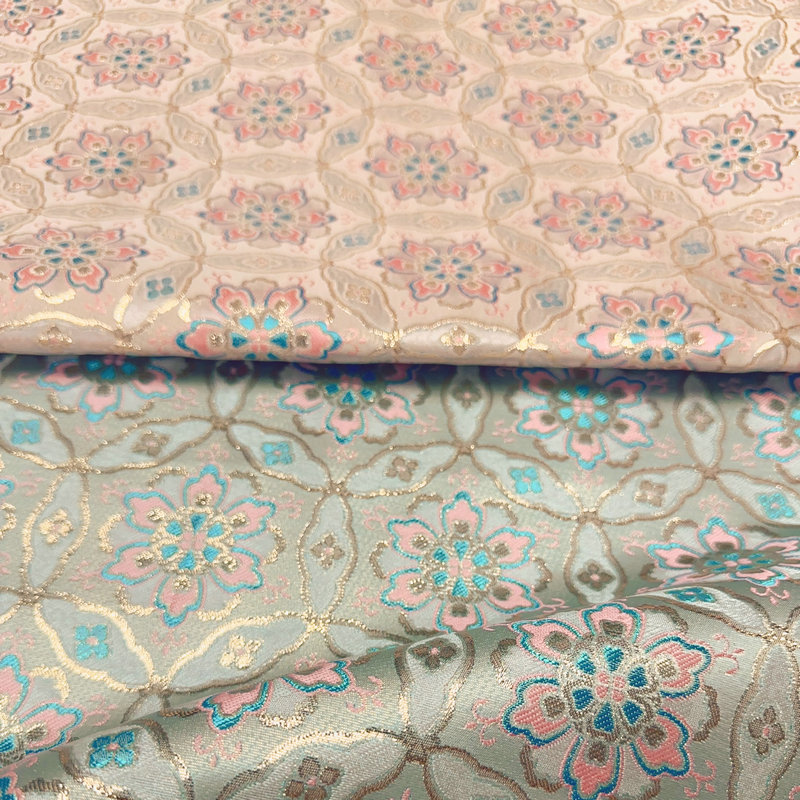 150cm敦煌宝相花国风织金上衣服仿宋锦布料织锦缎旗袍服装面料 - 图1