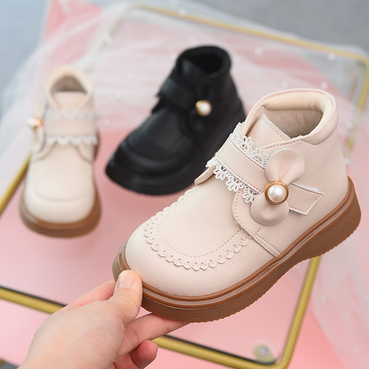 Pudding genuine leather children's short boots, fashionable autumn and winter boots