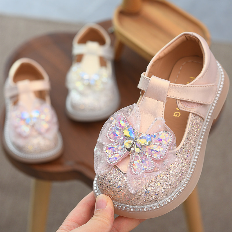 女童公主鞋水晶鞋儿童皮鞋水钻蝴蝶结单鞋2025春秋新款小女孩鞋子,淘宝优惠券,粉丝福利购,淘宝优惠卷