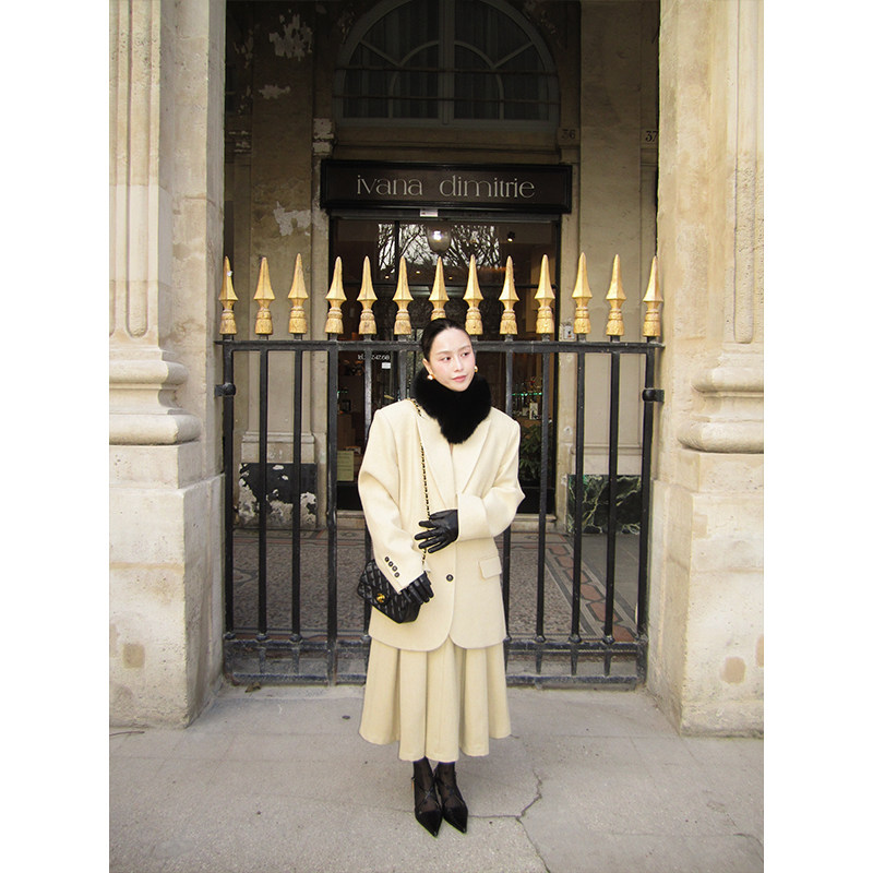 WEINISIAN朱小姐私服毛呢套装女2025新款冬季宽松西装半裙两件套,淘宝优惠券,粉丝福利购,淘宝优惠卷