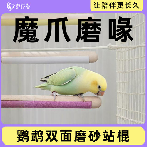鹦鹉磨爪棒磨砂小鸟站杆站棍架虎皮玄凤牡丹专用磨嘴牙石玩具用品 - 图2