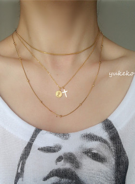 金珠收集vintage经典方牌18k项链