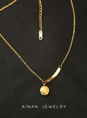 洗澡不用摘18K金色笑脸豆