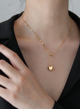 洗澡不用摘时尚风金色爱心锁骨链